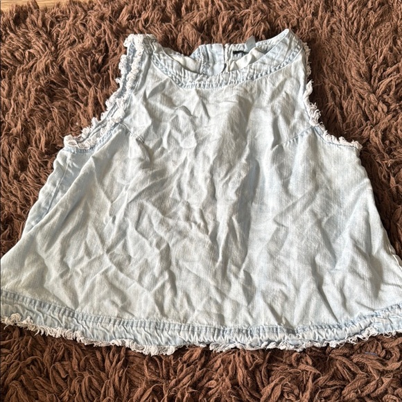 T Tahari denim raw edge denim tank top medium - Picture 2 of 10
